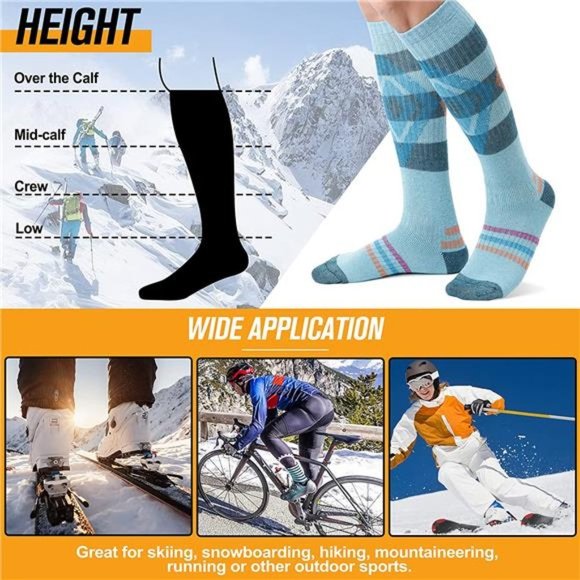 3 Pairs Unisex Thermal Winter Warm Thick Knee High Socks - Picture 6 of 6